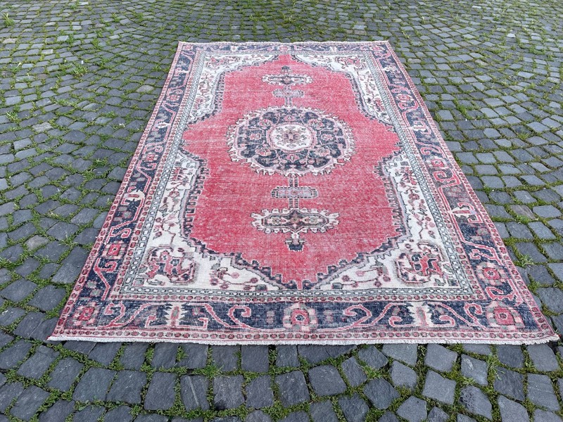 Bohemian Large Rug, Turkish Vintage Rug, Handmade Wool Rug, 5,7 x 9,2 ft gallery
