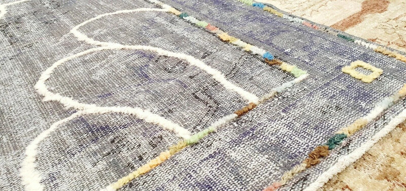 Bohemian Vintage 1960 Wool Pile Overdyed Oushak Contemporary Rug 5'7" x 9' gallery