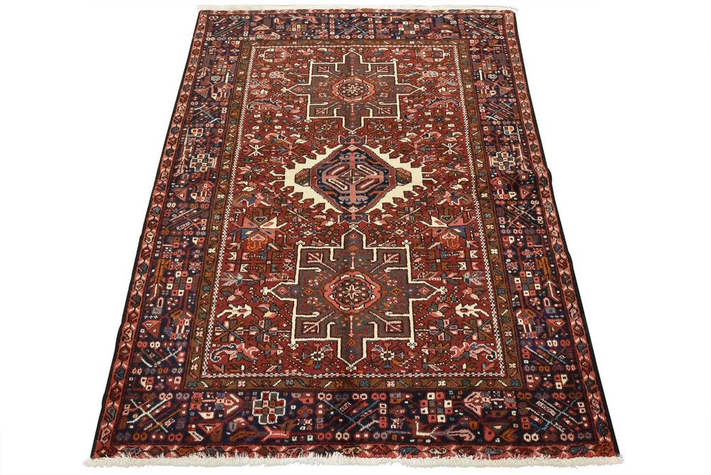 Vintage Tribal Oriental 4’10” x 6’2” Red Wool Traditional Hand-Knotted Area Rug