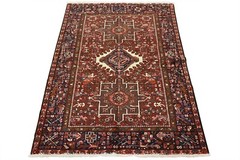 Vintage Tribal Oriental 4’10” x 6’2” Red Wool Traditional Hand-Knotted Area Rug