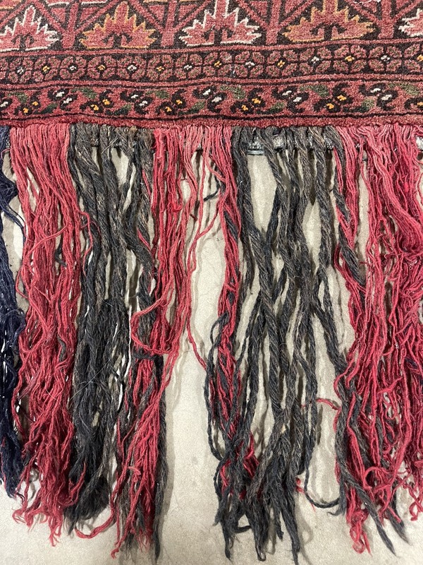 Antique Turkoman Saryk Yomud Torba Complete With Skirt Long Tassels14x46" gallery