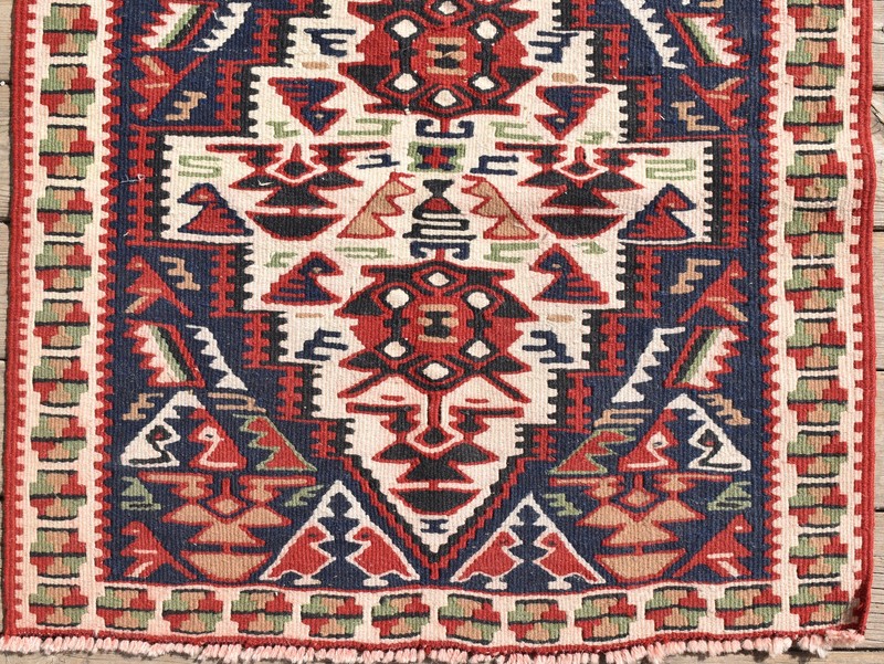 Turkish Kilim 1x2 Size Handwoven Van Rug 57x62cm Vintage Oriental Chair Cover gallery