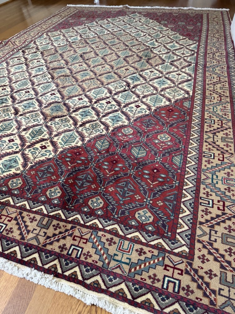 Antique Turkish Kayseri Bunyan Rug 6.5x10 ft Handwoven Wool Oriental Carpet