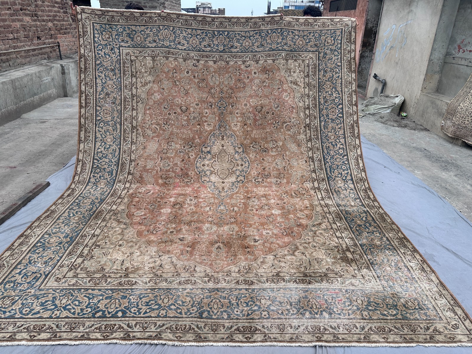 Antique 1900s Hand-Knotted Ardebil Rug | Low Pile Oversized Caucasian Style Rug gallery
