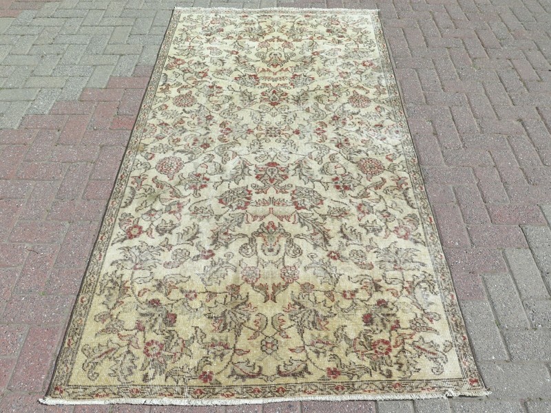 Turkish Oushak Rug, Vintage Carpet, Handwoven Floral Rugs Modern Carpet 47"x87" gallery