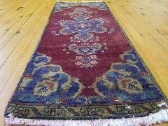 Vintage 1950-1960s Beautiful Wool Pile Natural Dyes Tribal Rug 1’4”x 3’6”