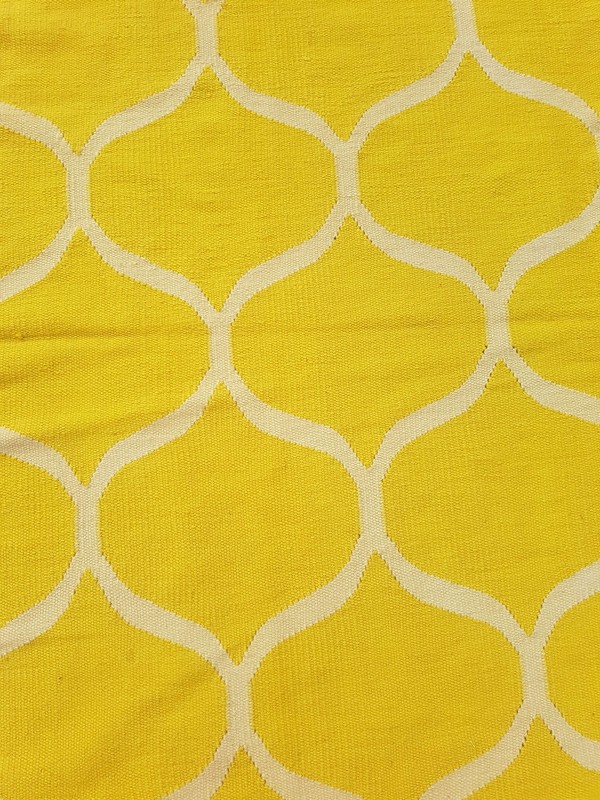 Vintage Handmade Traditional Geometric Yellow Kilim Floor Rug Carpet 233x166cm gallery