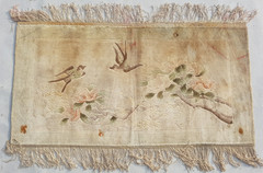 Vintage Tibetan Chinese Handmade Epic Birds Multicolor Wool Rug Carpet 91×48 cm