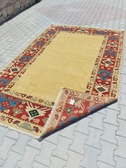 7×10 Antique Area Rug Handmade Antique Rug Oushak Wool Beige Big Rug Large Rug
