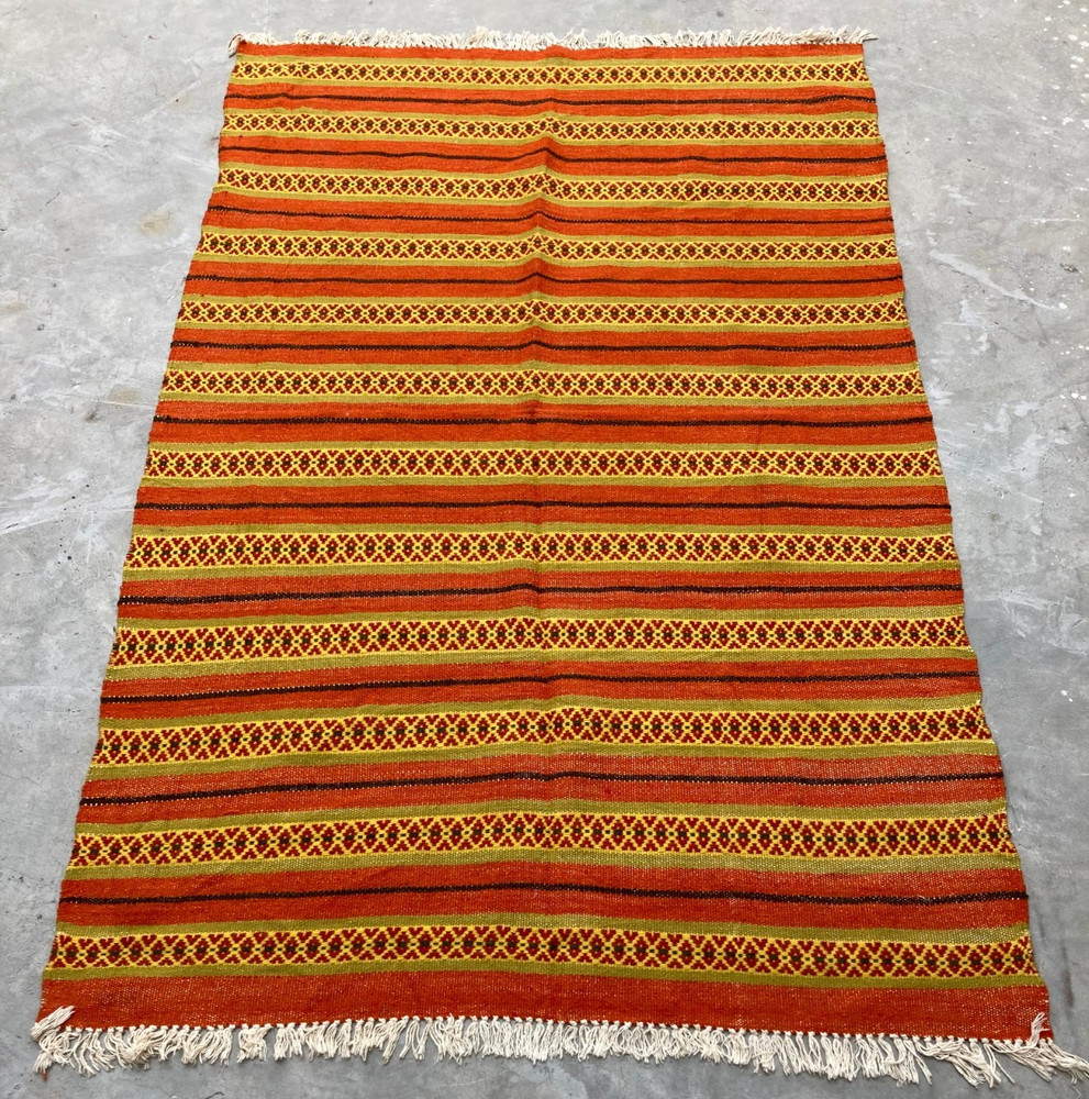 Vintage Handmade Tunisian Geometric Traditional Wool Kilim Rug 178x112 cm