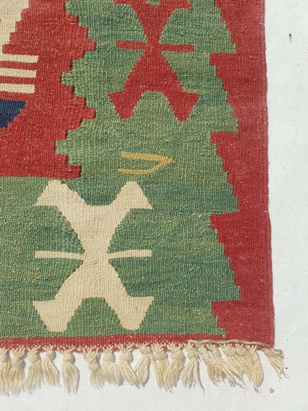 Vintage Handmade Turkish Tribal Wool Kilim Rug Carpet 116x90 cm gallery