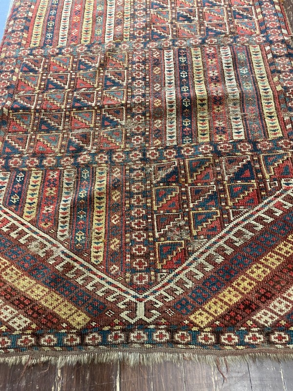 Rare Antique Yomud Turkoman Prayer Rug Western Turkestan AS IS, 3' x 4' 111098 gallery