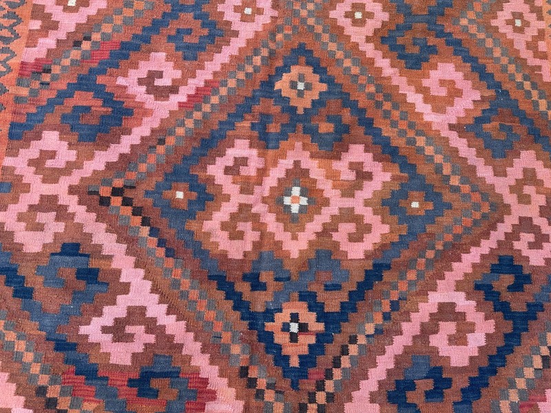 Terracotta Pink Faded Kilim Rug 6'5x9'7 Vintage Turkish Tribal Boho Flatweave gallery