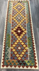 Handmade Kilim Runner wool natural colours Afghan Traditional 206cmx77cm