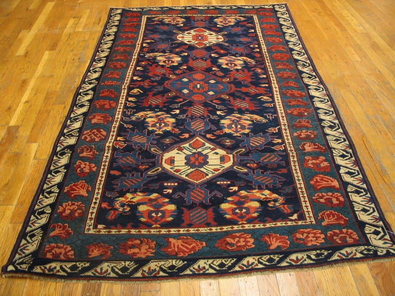 4'x7' Classic Blue Color Tribal Design Antique Caucasian Seychour Late 19th gallery