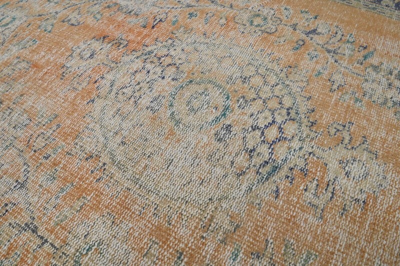 Oushak Turkish Vintage Rug 5x8 Kilim Rug Anatolian Handmade Boho Decor ORANGE gallery