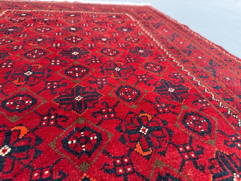 3'3 x 6'3 Vintage Afghan Hand-Knotted Turkoman Rare Rug Red Wool Tribal Area Rug gallery