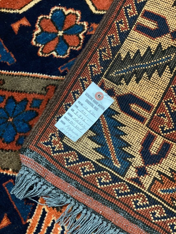 Antique Vintage Kazak Russian Area Rug 4x6 Vegetable Dye Rust Red Hand-knotted gallery