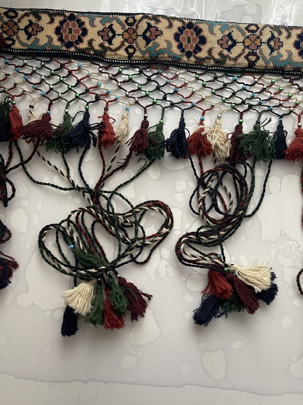 Vintage Beautiful Hand Knotted Afghani Tribal Door Hanging Wool Jalar 99x24cm gallery