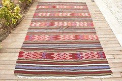 Turkish Kilim Rug 5×8 Handwoven Sivas Oriental Wool Cicim Red Kilim 157x270cm