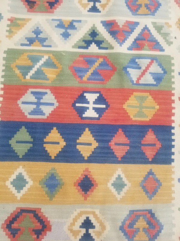 Distressed Fine Vintage Traditional Handmade Afghan Wool Kilim 3.9x2.8 ft gallery