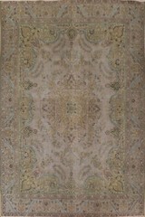 Floral Gray Overdyed Traditional Area Rug 10×13 Evenly Low Pile Handmade