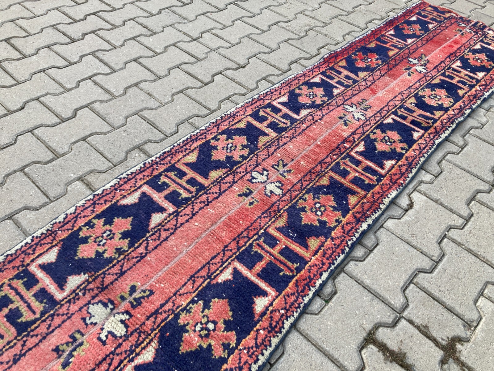 2x9.8 ft, Pink Vintage Patchwork Runner, Antique Turkish Kilim, Hallway Carpet gallery