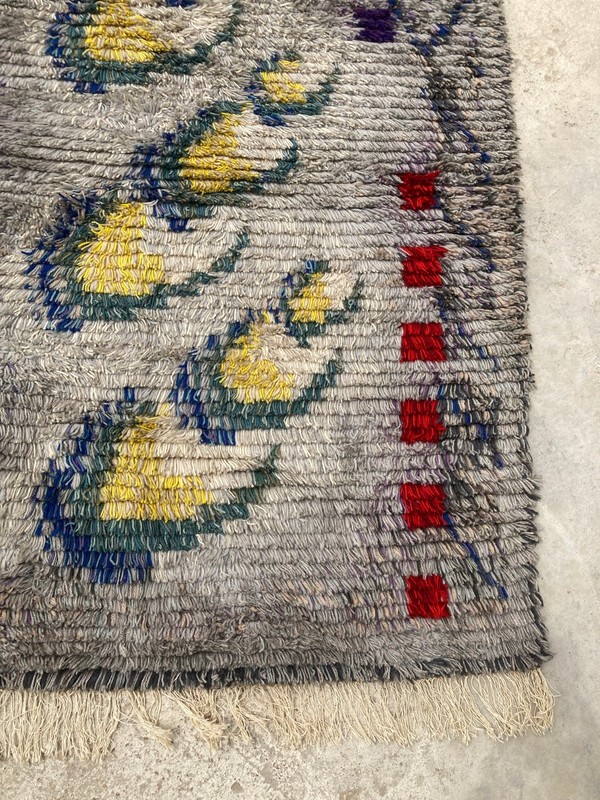Authentic Antique Rya Rug Handmade Wool Scandinavian Multicolor Carpet 128x96 cm gallery