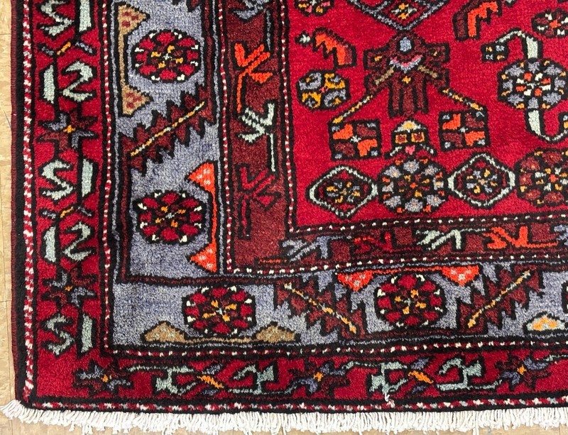 Vintage Zanjan Tribal Hand Knotted Wool Oriental Area Rug 5x8 Black Blue Deer gallery