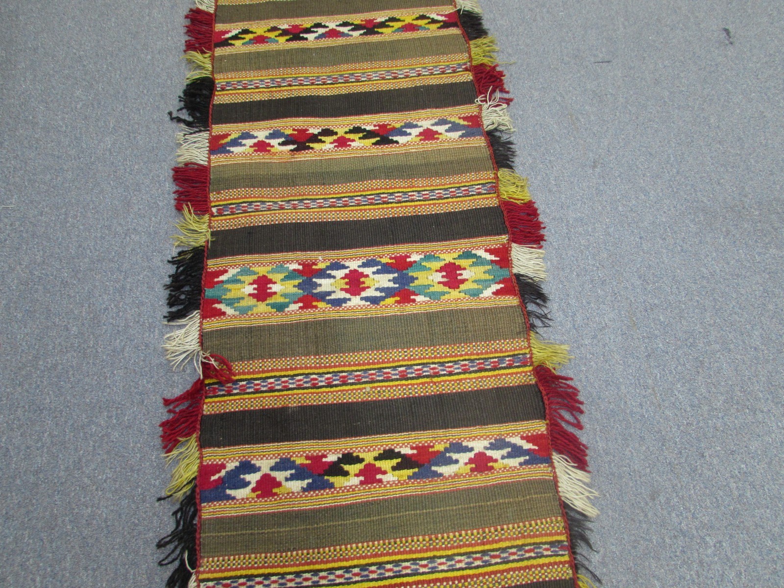 Vintage Mediterranean Moroccan Wool Hand Woven Kilim 20" x 66" Handmade rug gallery