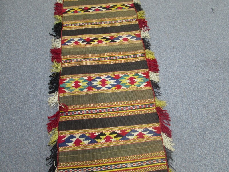 Vintage Mediterranean Moroccan Wool Hand Woven Kilim 20" x 66" Handmade rug gallery