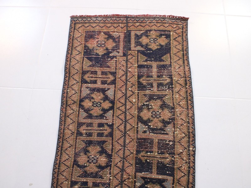 2x11 Red Blue Runner Rug, Handmade Turkish Rug, Vintage Tribal Runner, 1.7x11.4 gallery