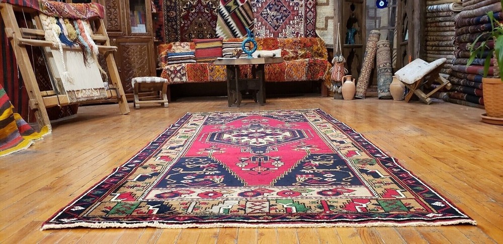 Antique Cr1930-1939s Multi-Colored Wool Pile Tribal Rug 4'x8'3"