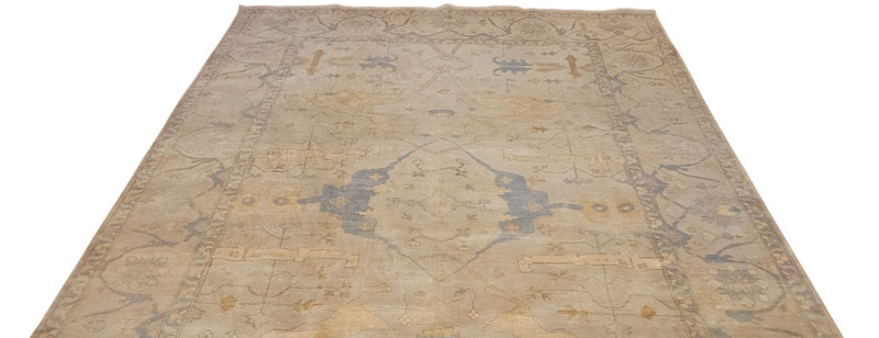 Exquisite Rugs Antique Weave Oushak Beige/Blue/Brown #9492 NEW OPEN BOX! gallery
