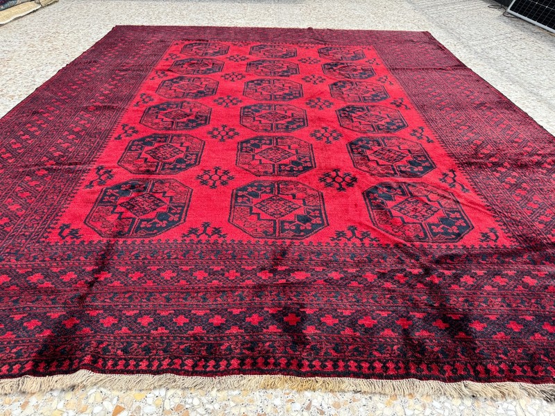 10x12 ft Afghan Hand Knotted Geometric Rug Vintage Turkmen Baluchi Design Carpet gallery