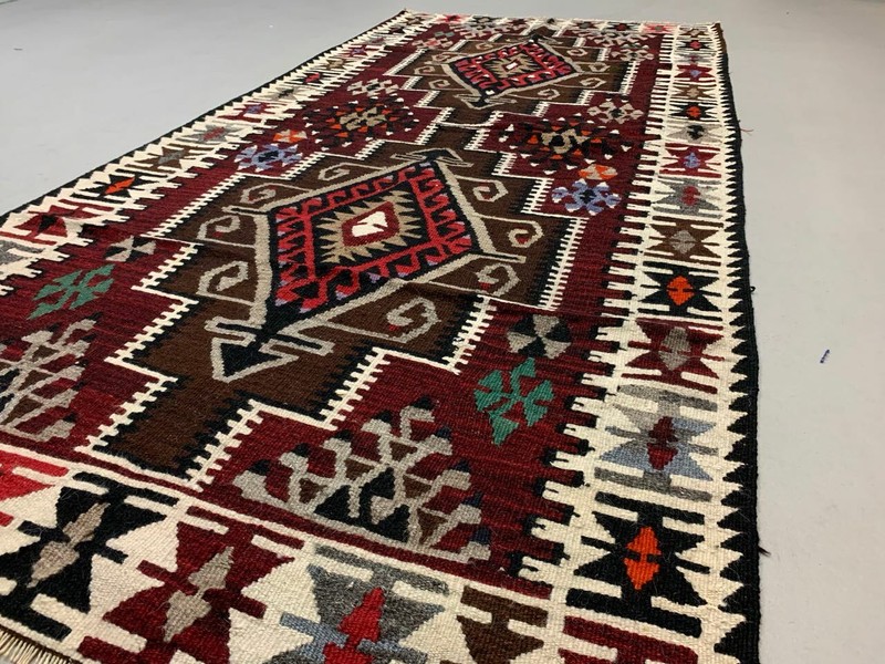 Vintage Turkish Kilim Kelim Rug shabby, country home, boho 230x113 cm medium gallery