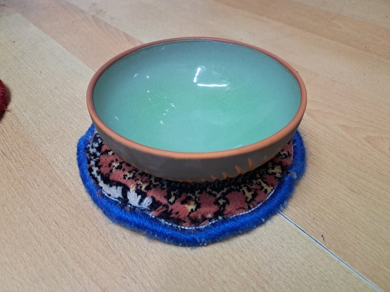Turkish Rug, Non Stick Rug, Mini Christmast Gift, Under The Pot, 0.7 x 0.7 ft gallery