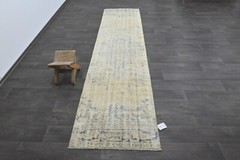 Vintage Turkish Runner Rug 2x10ft Wool Anatolian Handmade Hallway Oushak BEIGE