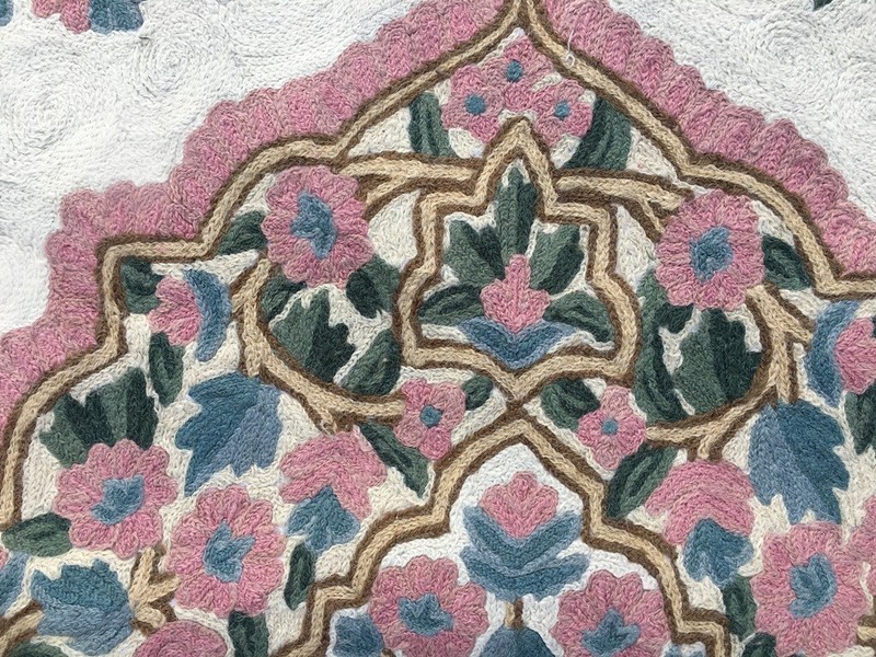Vintage Handmade Aubusson Rug French Style Chain Stitch Needlepoint Rug 3x5 ft gallery