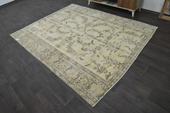 Oushak 7×8,Turkish Rug,vintage,anatolian,BEIGE,kilim,Bohemian,handmade,wool