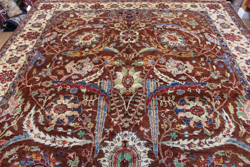 Top Quality 9'x12 Handmade Oriental rug,Light Brown colorful vegetable dye rug gallery