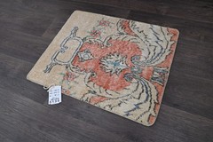 Oushak Turkish Doormat Rug 2×2 BEIGE Vintage Anatolian Handmade Small Kilim Rug