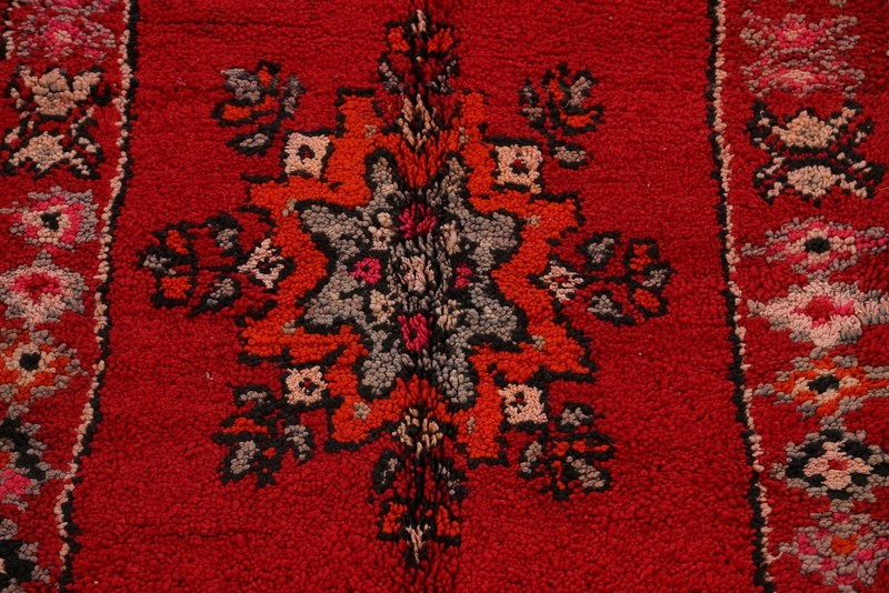 Vintage Authentic Moroccan Vegetable Dye Hand-knotted Oriental Area Rug 5x10 RED gallery
