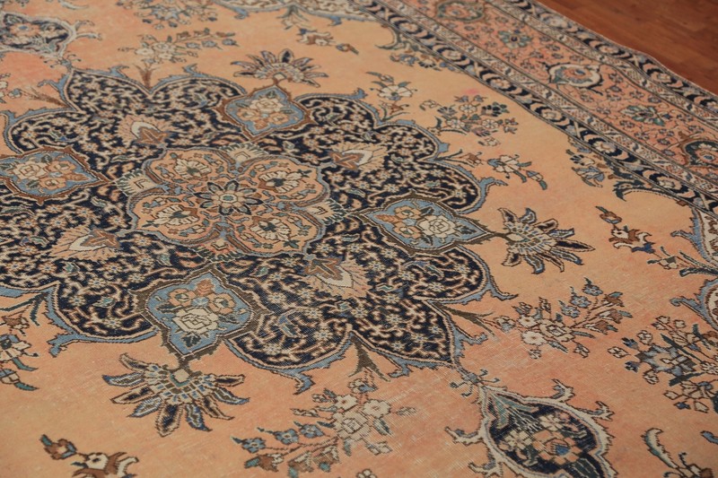 Traditional Vintage Muted Rust Handmade Wool Geometric Tebriz Area Rug 8x11 gallery