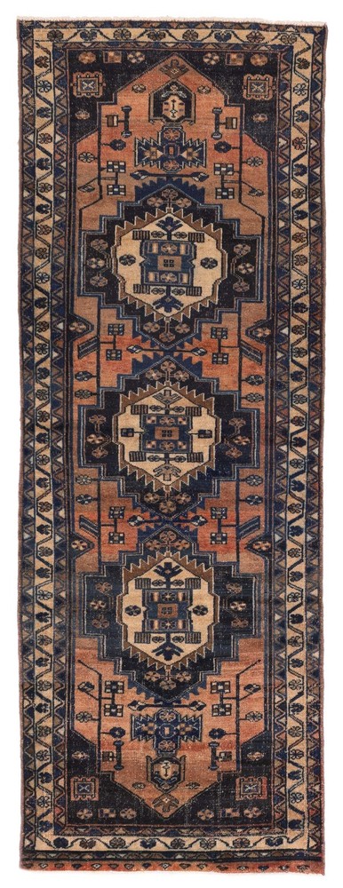3'6" x 9'9" Vintage Hand-knotted Runner Rug Traditional Oriental Wool Carpet