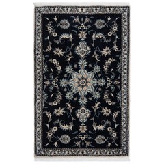Nain 133×85 cm hand knotted oriental wool carpet rug blue