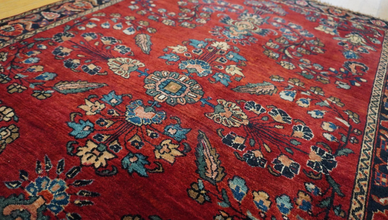 Antique Hand Knotted Wool Saroukk 3'3" x 5' Red Floral Oriental Rug gallery