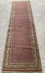 Vintage Traditional Hand-knotted Geometric Floral Oriental Runner Rug 285×82 cm
