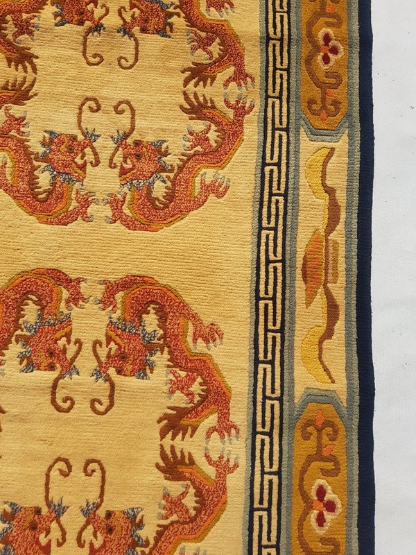 Vintage Handmade Chinese Peking Dragon Style Wool Rug 166x90 cm gallery