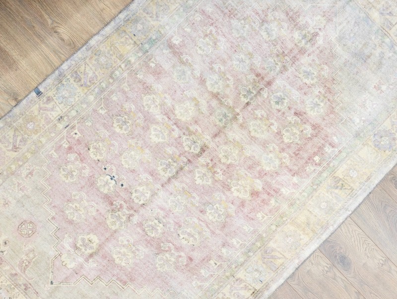 Muted Turkish Oushak Oriental Hand Knotted Wool Area Carpet Rug Pink 4.2x6.9 ft gallery